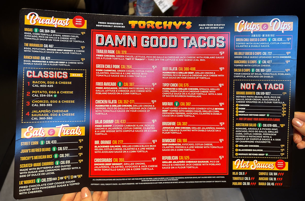 torchys black and red menu